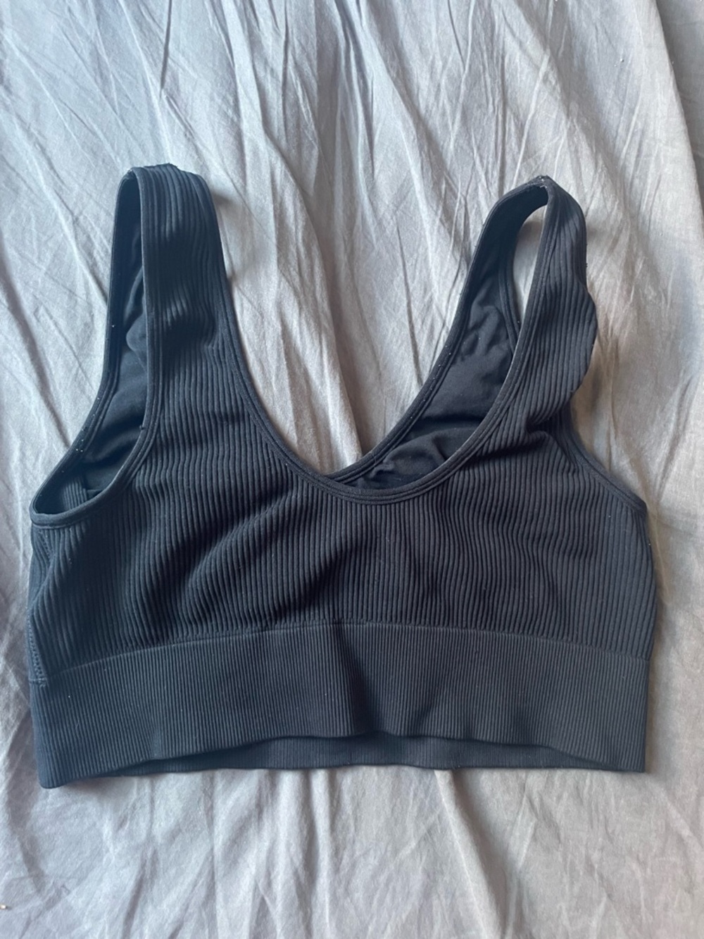Black Ribbed Sports Bra - Picture 2 of 2